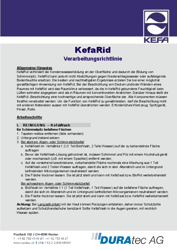 KefaRid - Verarbeitungsrichtlinie