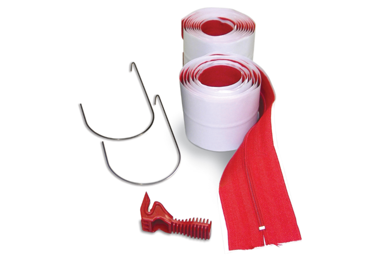 ZipWall selbstklebende Reissverschlüsse (220 cm lang), 2 Ausführungen (Standard und Heavy Duty [Abbildung]).