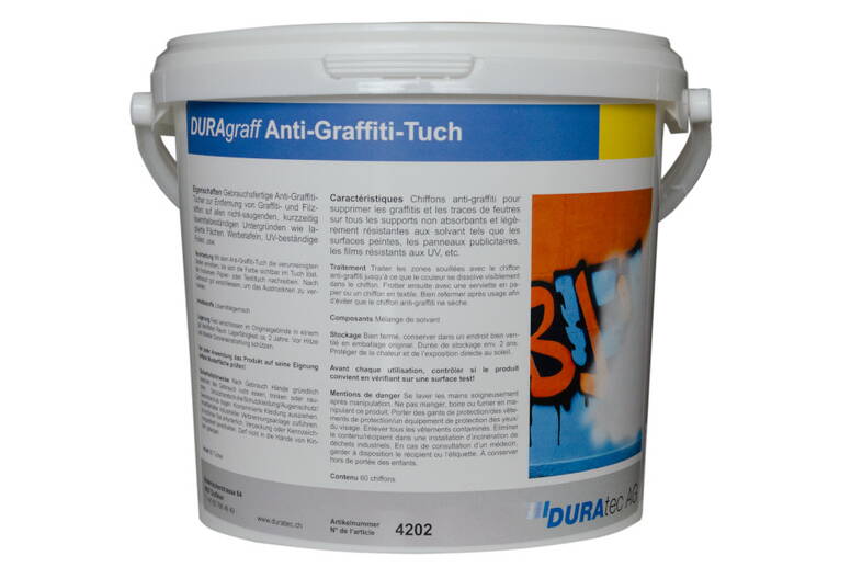 DURAgraff Anti-Graffiti-Tuch DURAgraff Anti-Graffiti-Tuch - getränkte Reinigungstücher zur Entfernung von Graffiti von allen kurzzeitig lösemittelbeständigen, nicht-saugenden Untergründen
