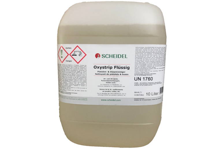 Scheidel Oxystrip flüssig Scheidel Oxystrip flüssig - entfernt 1K- und 2K-Lacke, Pulverbeschichtungen, Kleber usw. von Metallteilen.