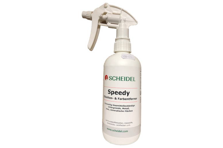 Scheidel Speedy Gel-Spray Etiketten- und Farbentferner - zur (Auf-)Kleberentfernung auf lösemittelbeständigen Untergründen