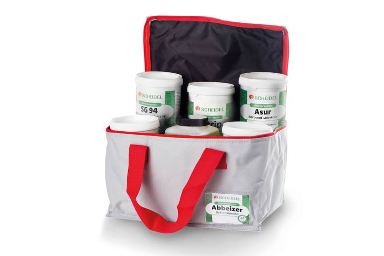 Scheidel Systemtasche Abbeizer Scheidel Systemtasche Abbeizer - zur Ermittlung des optimalen Produktes bei grösseren Abbeizarbeiten bzw. unklaren und anspruchsvollen Beschichtungsaufbauten