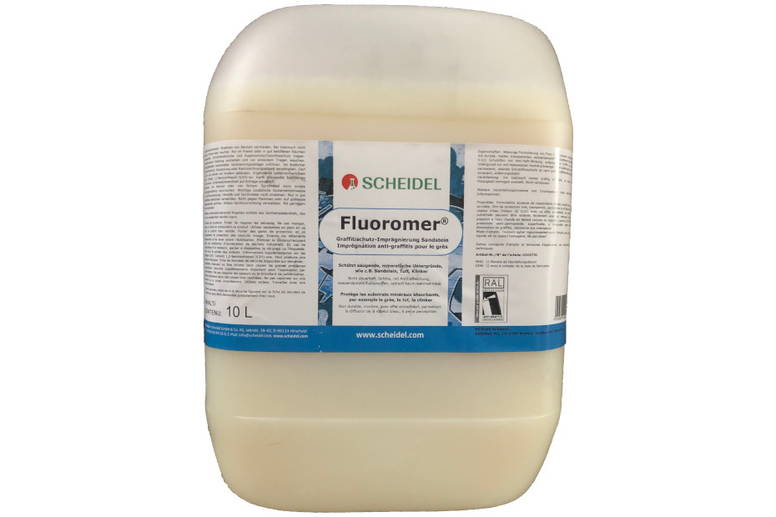 Scheidel Fluoromer - imprégnation pour le grès Scheidel Fluoromer - Imprégnaiton semi-permanente pour les supports minéraux, fortement absorbants, perméable à la vapeur, label de qualité RAL