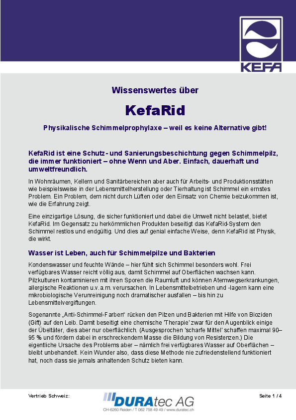 Wissenswertes über KefaRid Schimmelschutz