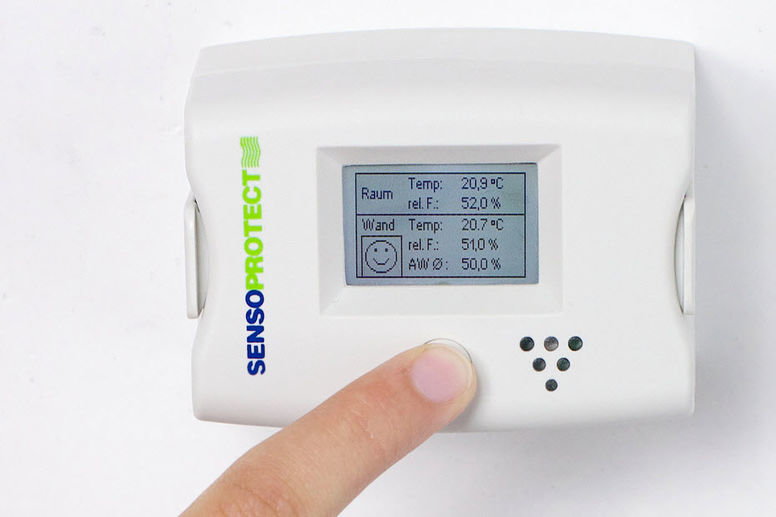 SensoProtect Premium Surveilance de la moisissure SensoProtectPremium - Surveillance de la moisissure pour les murs potentiellement menacés par la moisissure avec une affichage simple et informatif.